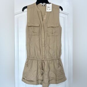 Joie Women's Malira Linen Blend Sleeveless Romper in Safari Tan size XS NWT